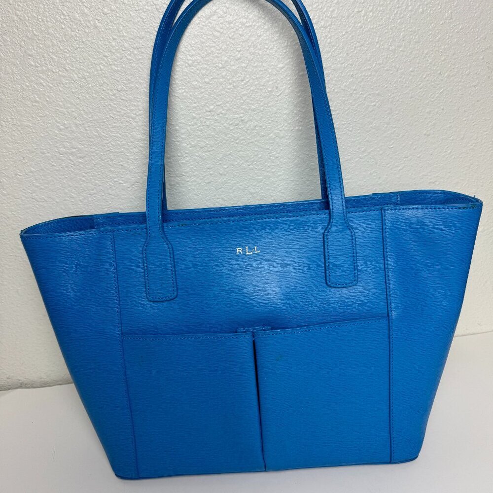 Ralph Lauren Electric Blue Leather Shoulder Tote